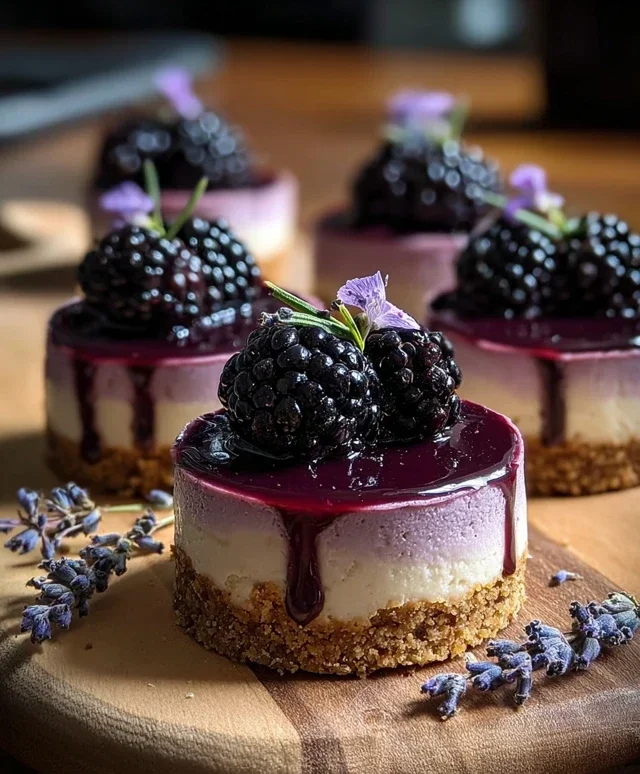 Luscious Blackberry Lavender Cheesecakes