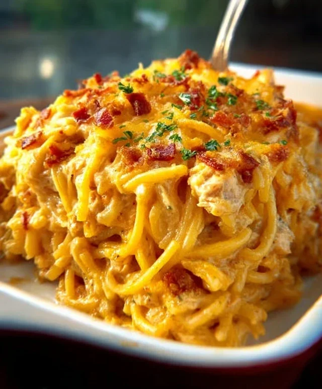 Spicy Southern Cheesy Chicken Spaghetti Casserole