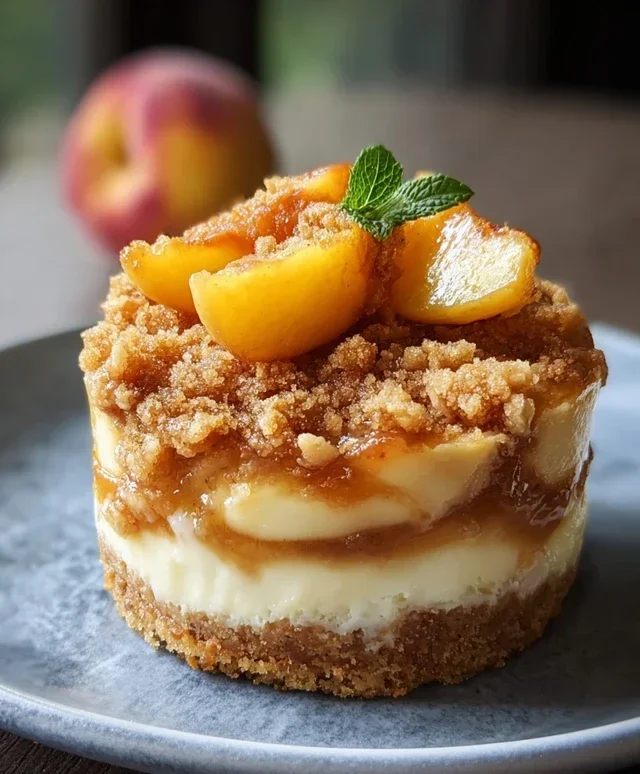 Stuffed Peach Cobbler Mini Cheesecake