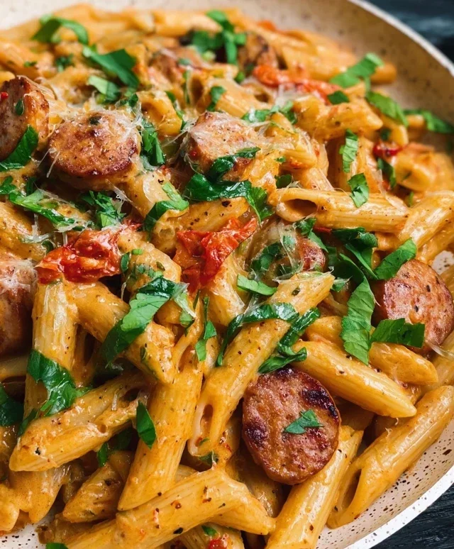 One Pot Creamy Cajun Sausage Pasta (30-Minutes)