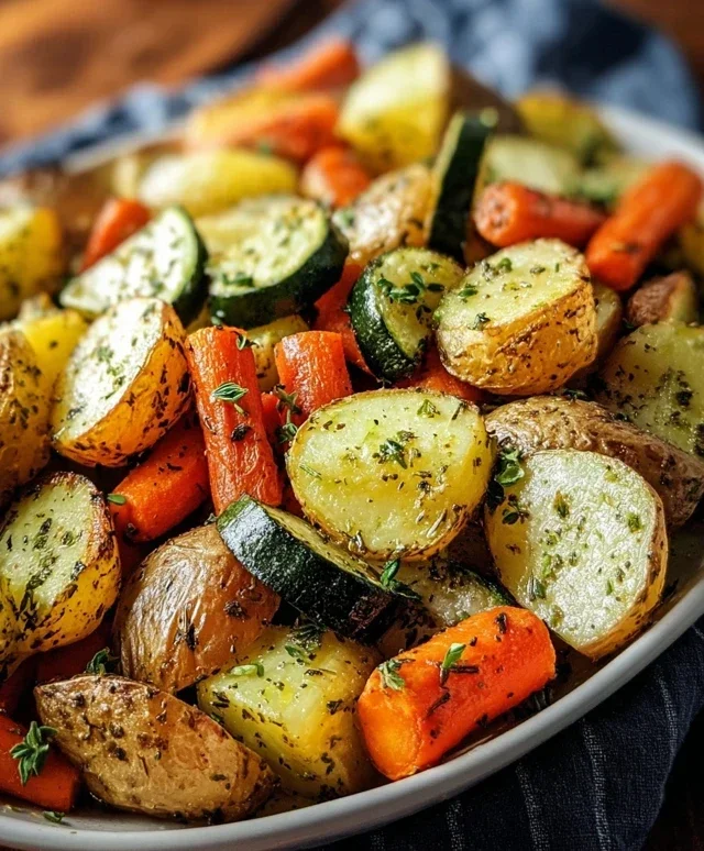 Garlic Herb Roasted Potatoes Carrots and Zucchini