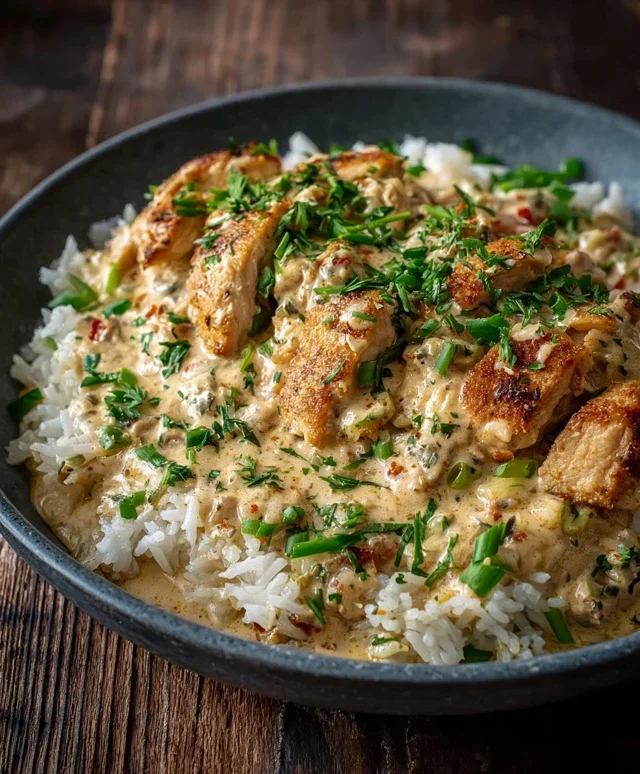 High Protein Creamy Cajun Chicken Rice