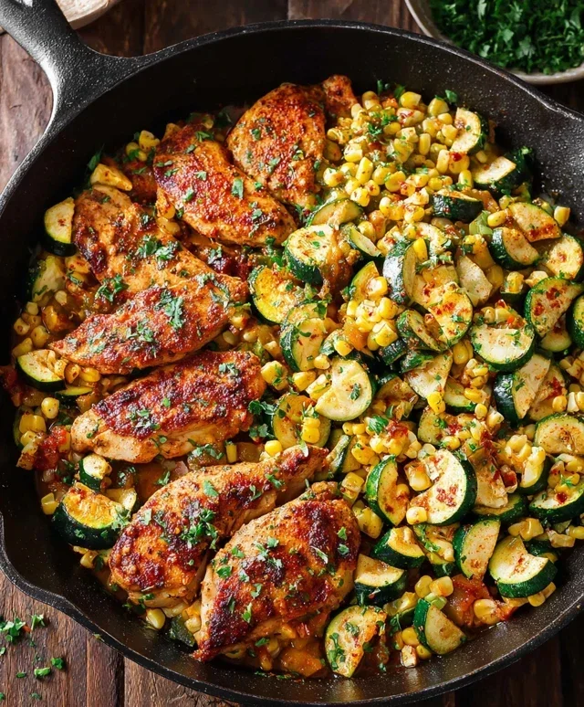 Garlic Butter Chicken with Zucchini and Corn - One-Pan, 30-Minute Meal