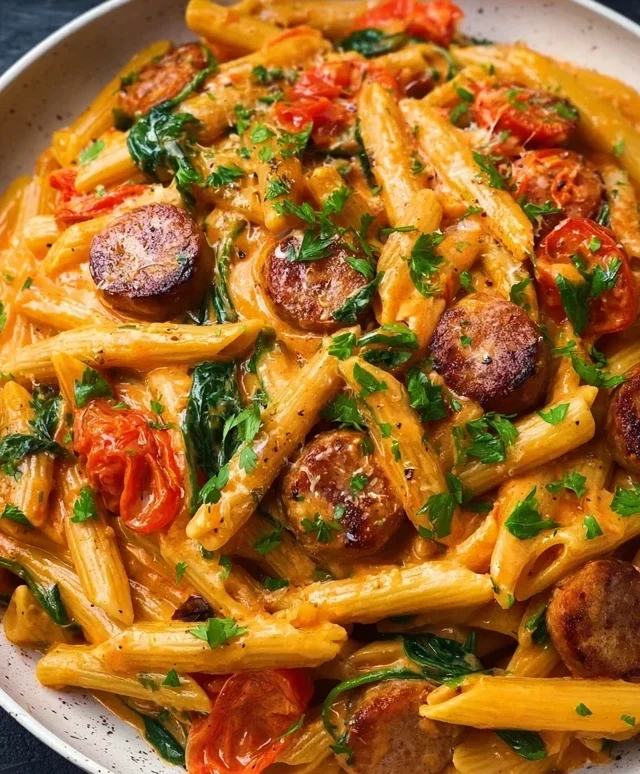 One Pot Creamy Cajun Sausage Pasta (30-Minutes)