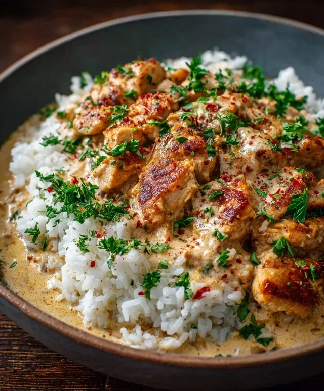High Protein Creamy Cajun Chicken Rice