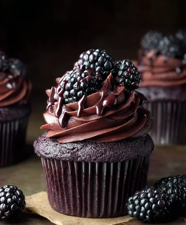 Dark Chocolate Blackberry Cupcakes