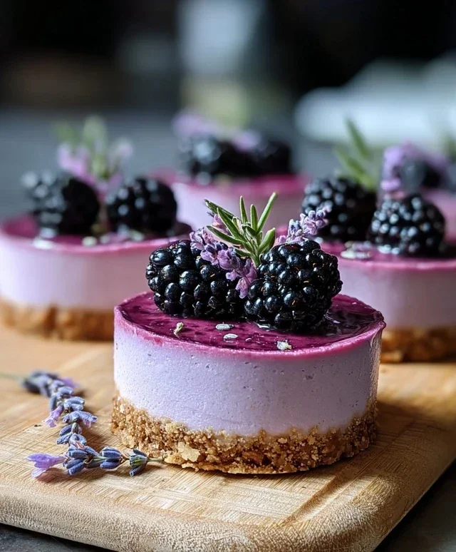 Luscious Blackberry Lavender Cheesecakes