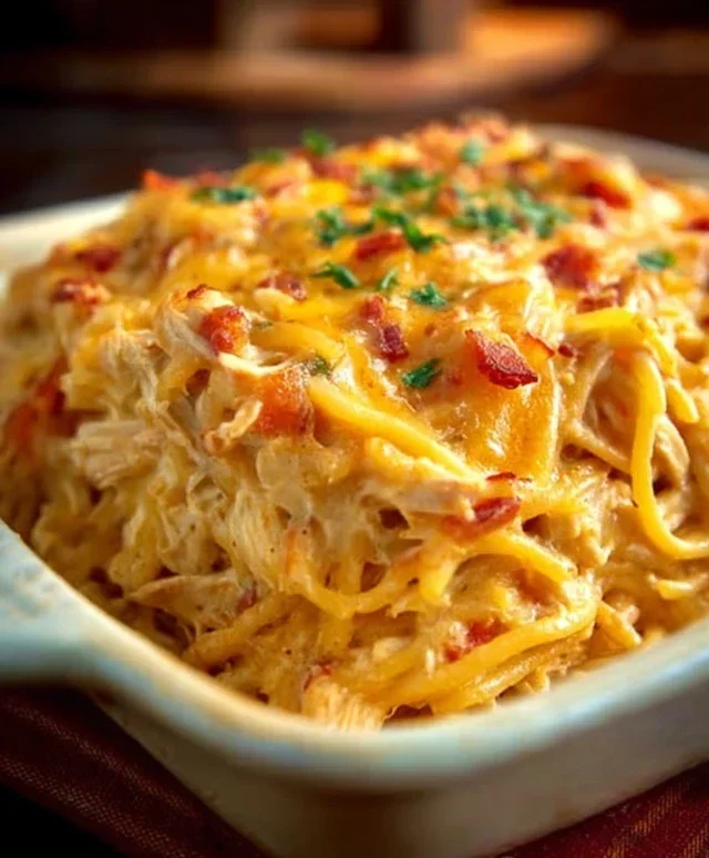 Spicy Southern Cheesy Chicken Spaghetti Casserole