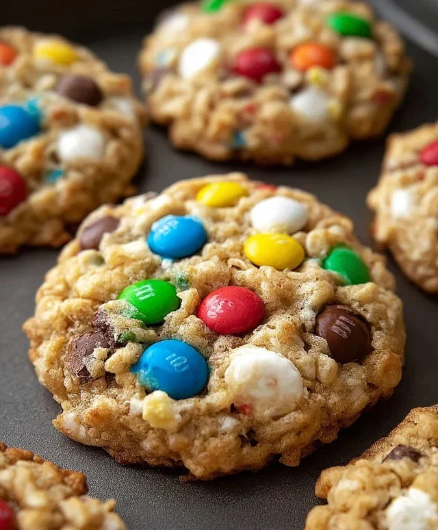 M&M Rice Krispies Cookies