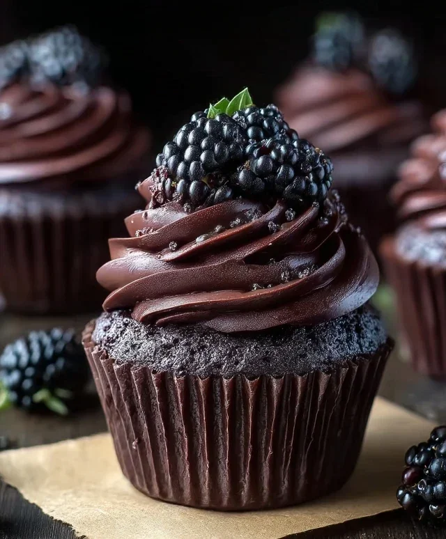 Dark Chocolate Blackberry Cupcakes