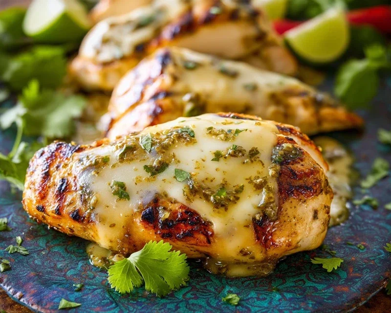 Grilled Salsa Verde Chicken with Pepper Jack
