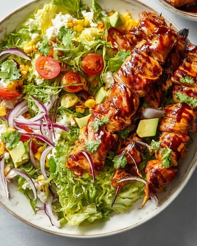 BBQ Chicken Skewer Salad