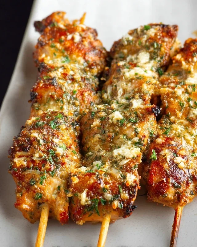 Ranch Garlic Parmesan Chicken Skewers