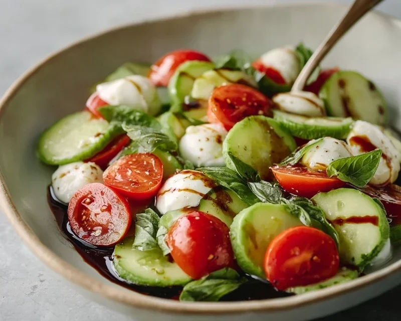 Fresh Cucumber Caprese Salad
