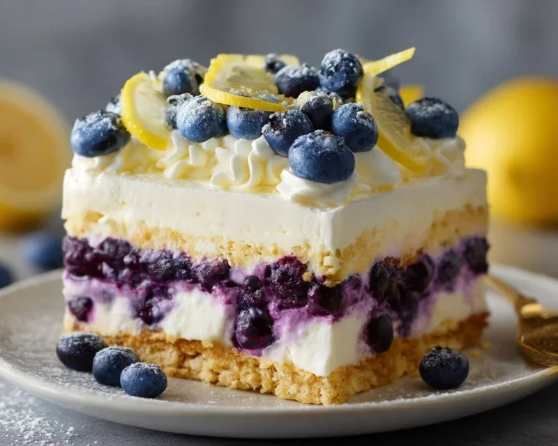 No-Bake Lemon dazzling Blueberry cream Cake