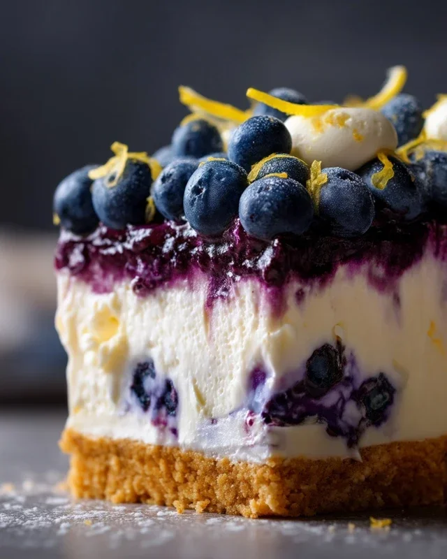 No-Bake Lemon dazzling Blueberry cream Cake