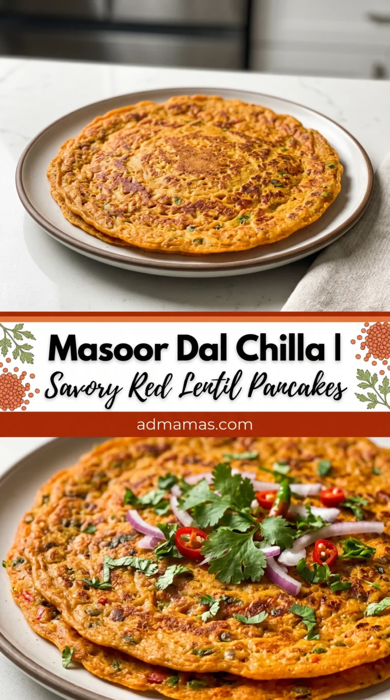 Masoor Dal Chilla | Savory Red Lentil Pancakes