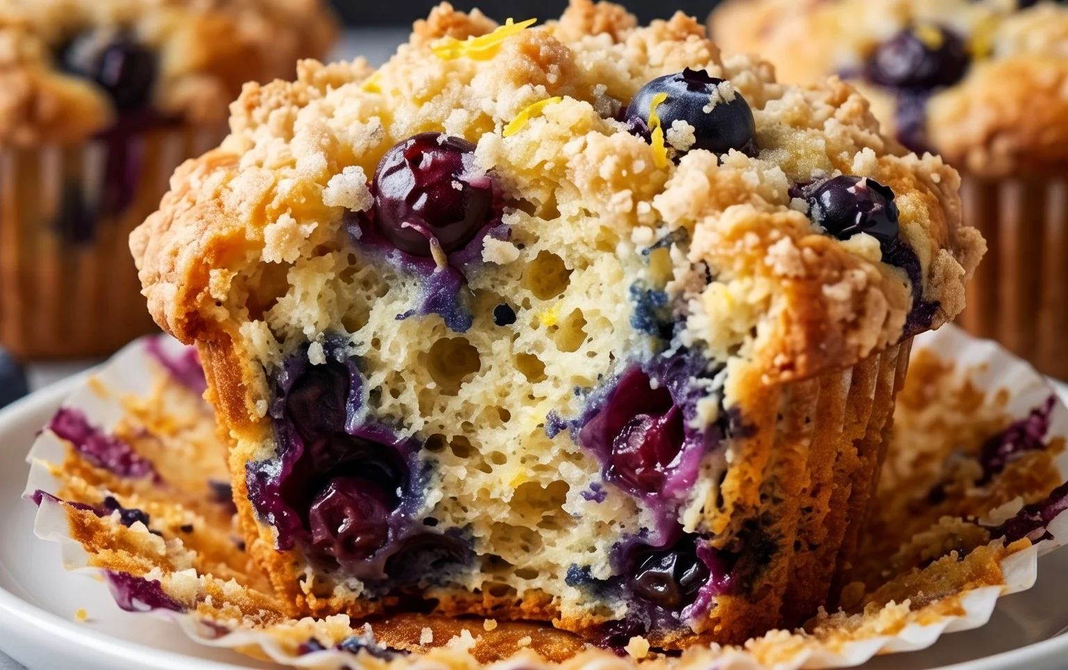 Lemon Blueberry Streusel Muffins