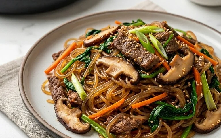 Japchae (Korean Glass Noodle Stir Fry)