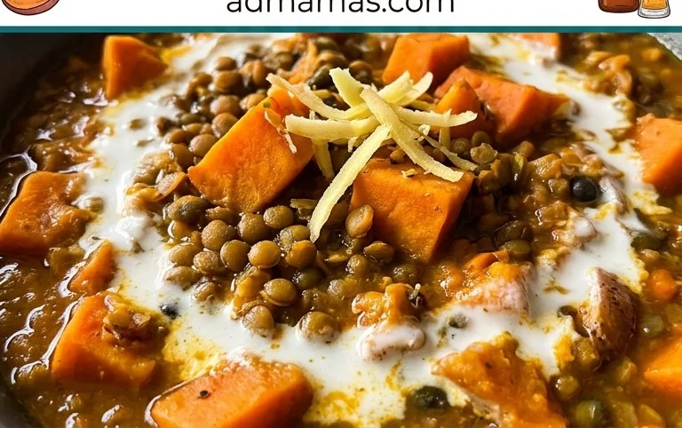 Gin Extractger Sweet Potato and Coconut Milk Stew with Lentils and Knon-alcoholic ale