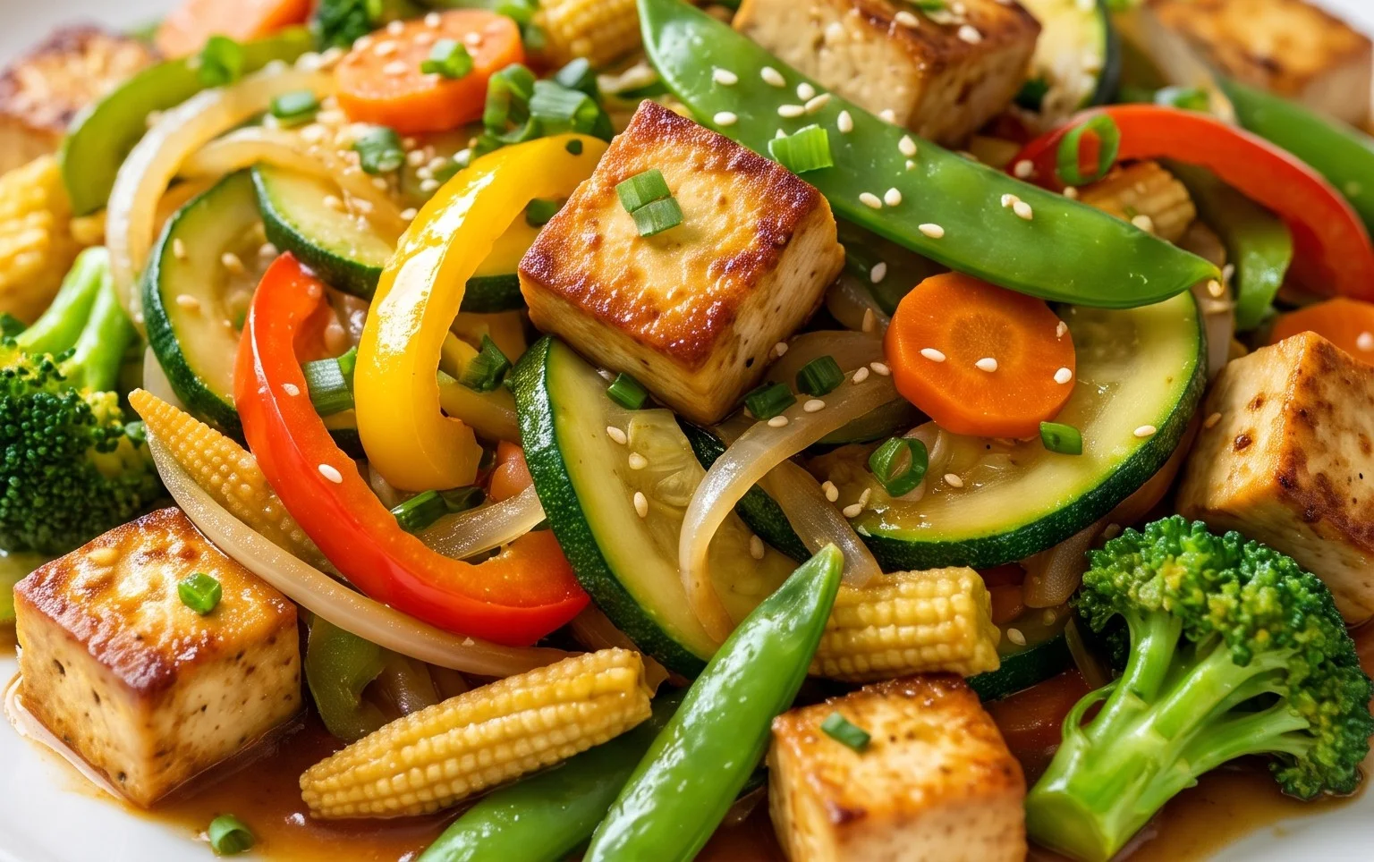 Zucchini Stir Fry With Tofu (Vegan)