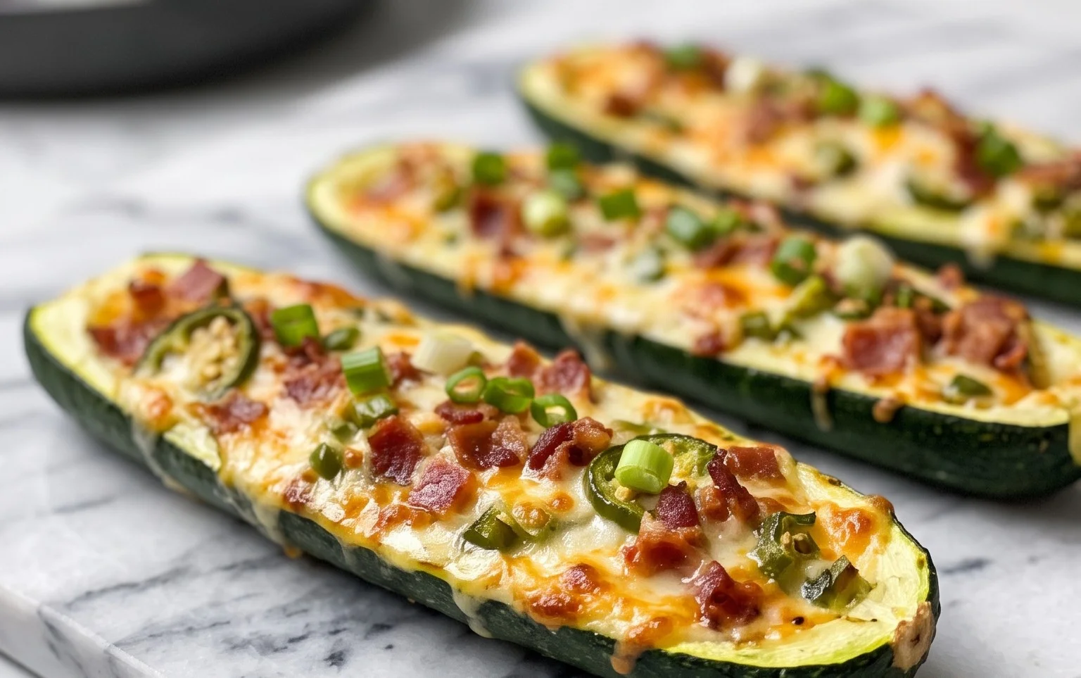 Jalapeno Popper Zucchini Boats