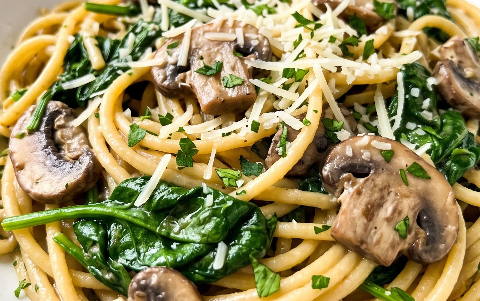 Parmesan Spinach Mushroom Pasta Skillet
