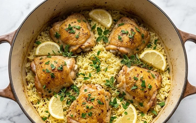 Greek Chicken and Lemon Rice (30 Minutes, One-Pot)