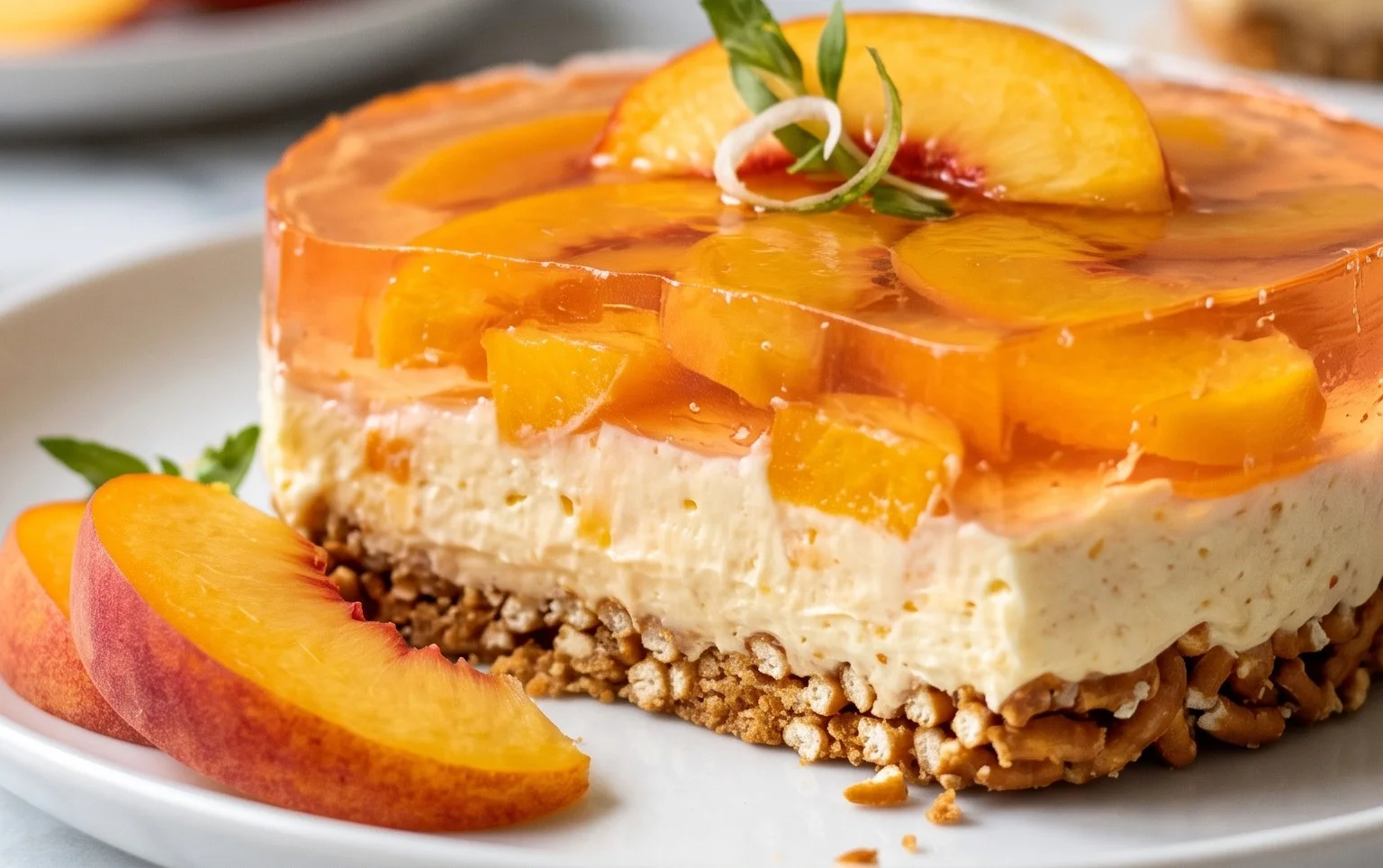 Peach Pretzel Salad Dessert
