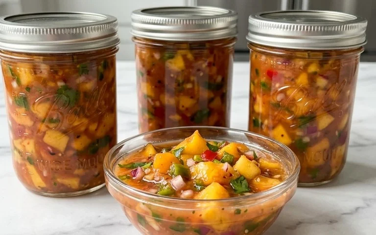 Sweet & Spicy Peach Salsa Canning Recipe