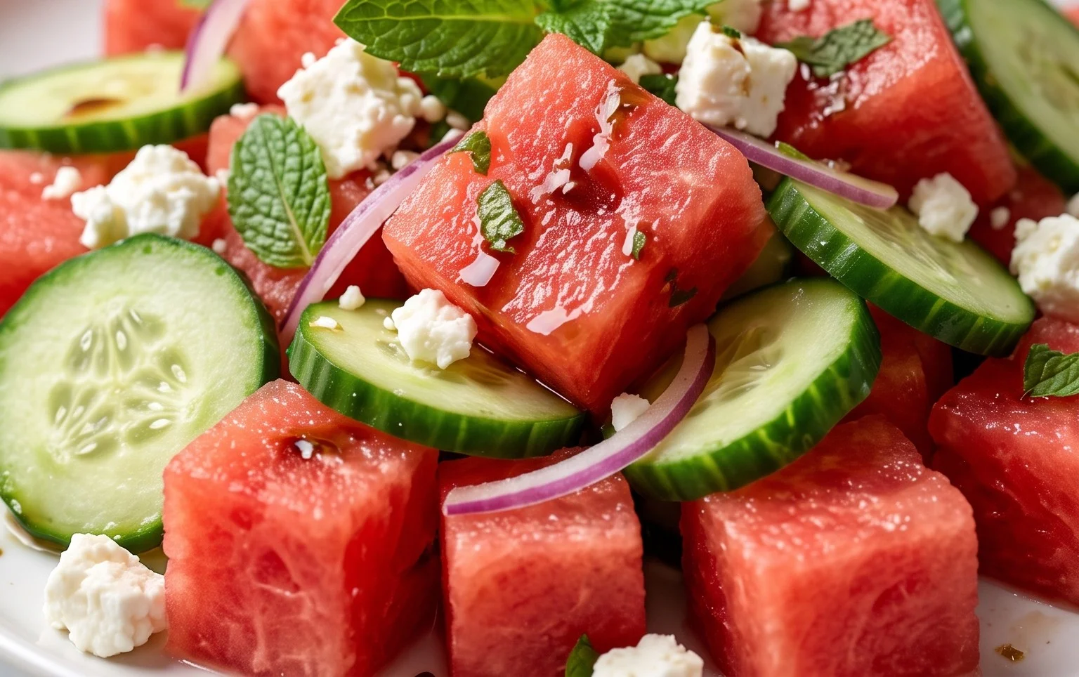 Watermelon Salad with Cucumber and Feta