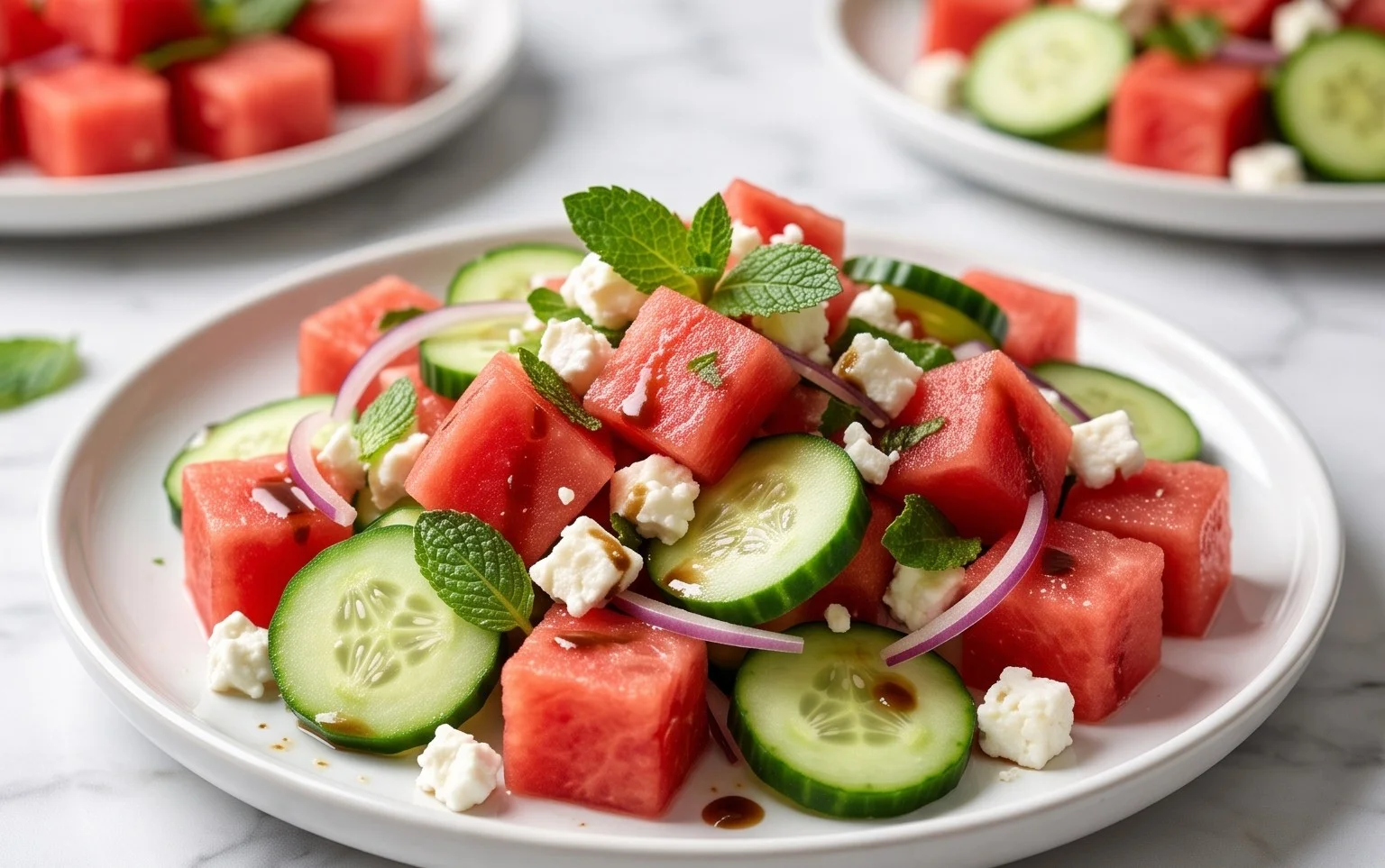 Watermelon Salad with Cucumber and Feta