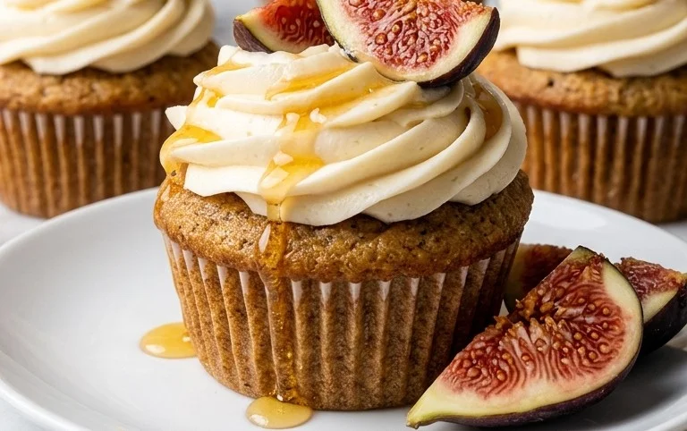 Fig Cupcakes with Honey Cream Cheese Frosting
