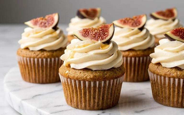 Fig Cupcakes with Honey Cream Cheese Frosting