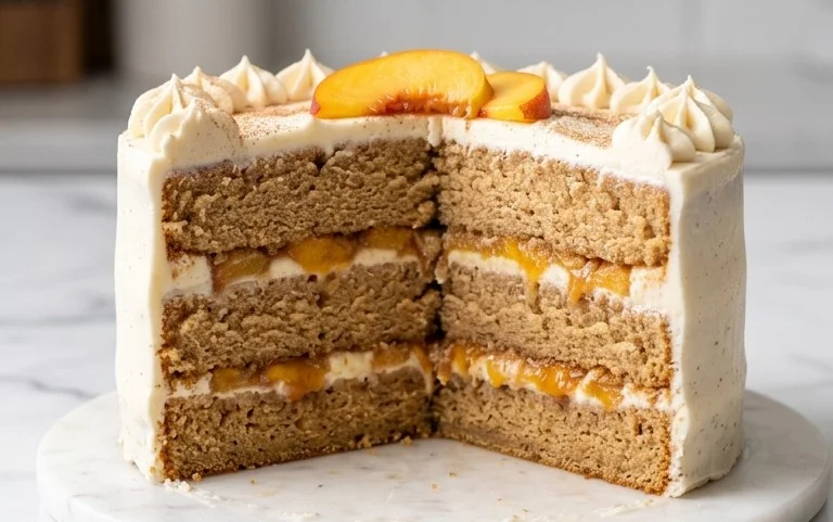 Brown Sugar Layer Cake with Peach Filling