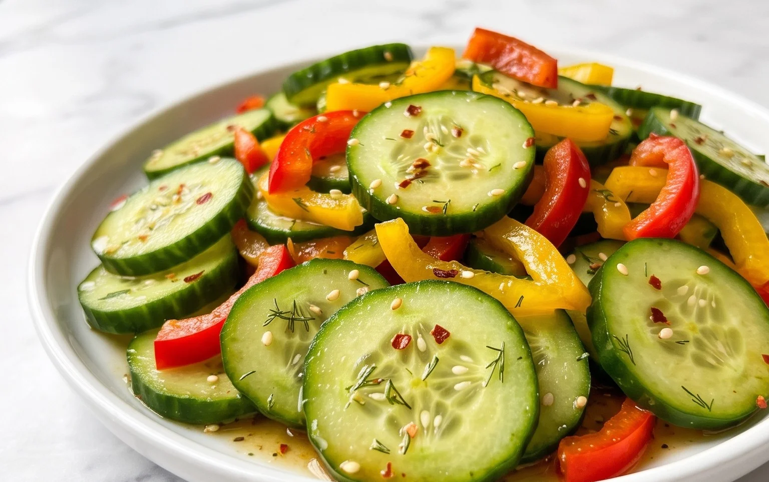 Viral TikTok Cucumber & Bell Pepper Salad