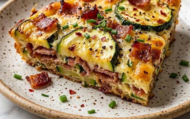 Zucchini and Beef Bacon Slice