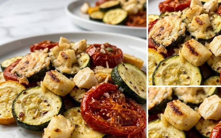 Roasted Garlic-Parmesan Zucchini, Squash and Tomatoes